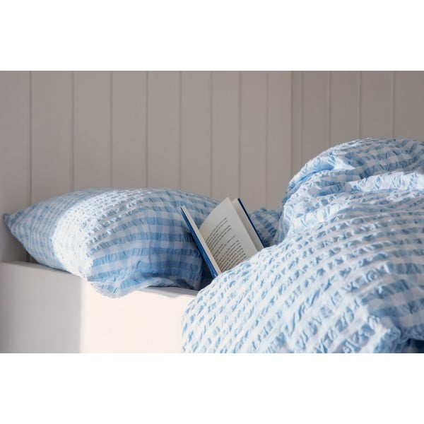 Bijelo-svijetlo plava posteljina za krevet za jednu osobu od krepa 140x200 cm Bæk&Bølge – JUNA-image-3