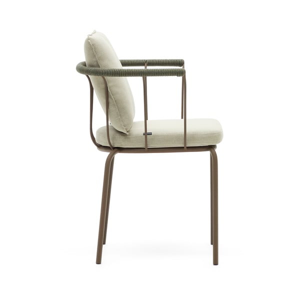 Zeleno-bež metalna vrtna stolica Salguer - Kave Home-image-3