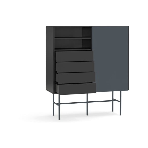 Crna/antracitno siva visoka komoda s kliznim vratima 120x140 cm Nube – Teulat-image-3