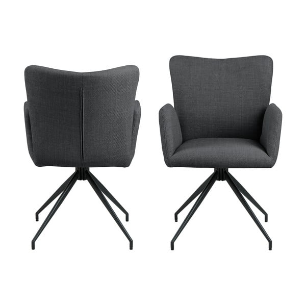 Tamno sive podstavljene blagovaonske stolice u setu s naslonima za ruke 2 kom Laura – Actona-image-3