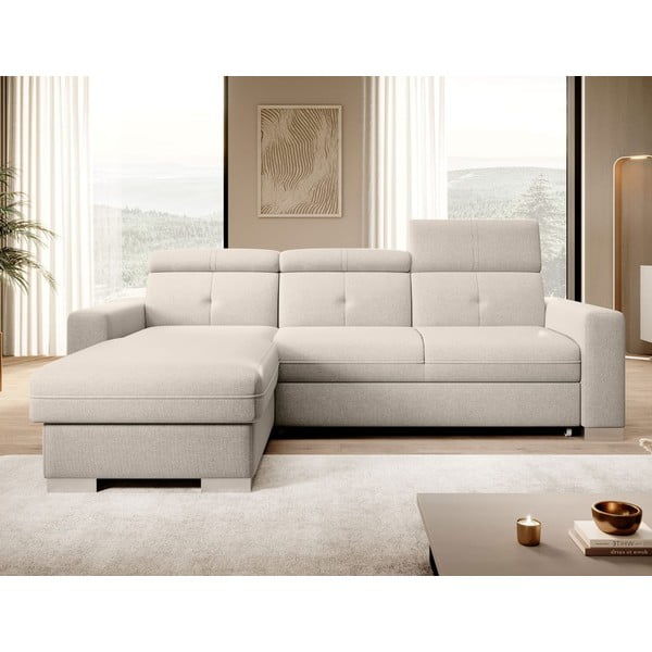 Bež sklopiva/s prostorom za odlaganje kutna garnitura (s lijevim kutom/s ležaljkom) Fresia – ELTAP-image-1