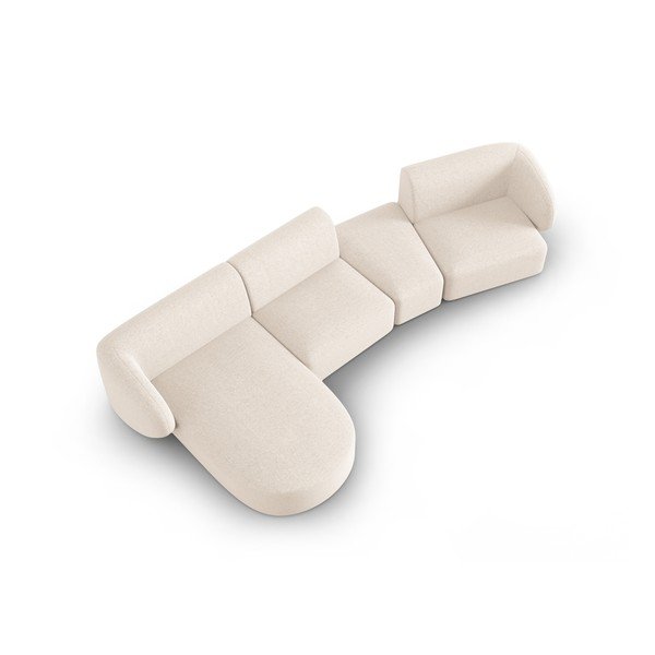 Bež kutna garnitura od šenila (s lijevim kutom/s ležaljkom) Paolo – Milo Casa-image-1