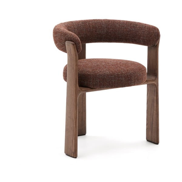 Smeđa blagovaonska stolica s naslonima za ruke od čvrste jeseni Granite – Kave Home