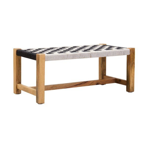 Crno-bijela klupa od masivnog drveta Satna – Premier Housewares
