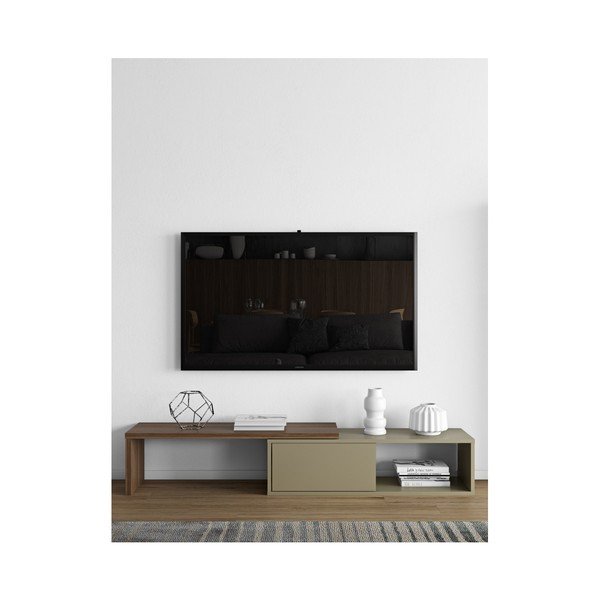 Promjenjivi sivi TV stolić s furnirom od oraha TemaHome Move-image-1