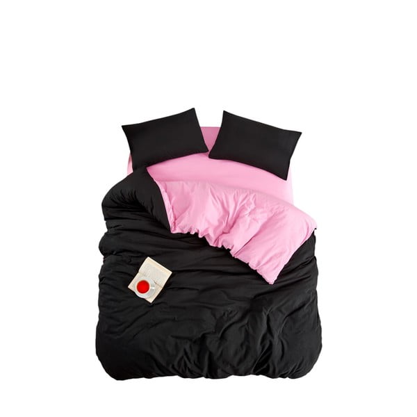 Crna/ružičasta posteljina za krevet za jednu osobu/za produženi krevet s uključenom plahtom/3-dijelna 160x220 cm Classic – Mila Home