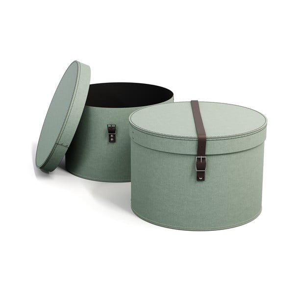 Plavozelene kartonske kutije za pohranu u setu  2 kom s poklopcem ø 37,5x25,5 cm Rut Canvas Paper Laminate – Bigso-image-3