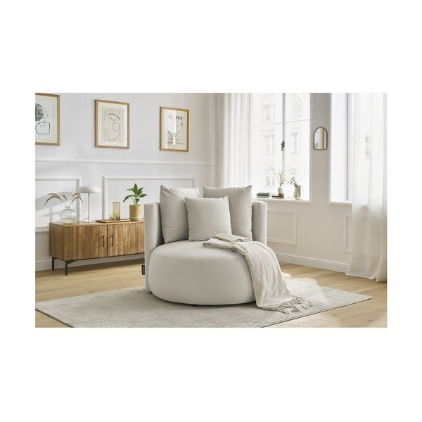 Bež baršunasti fotelja Cesar – Bobochic Paris-image-1