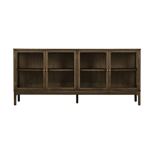 Tamno smeđa vitrina u dekoru hrasta 180x80x40 cm Zamora – House Nordic-image-2