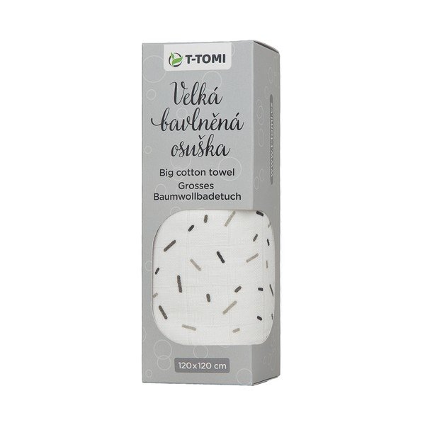Pamučni ručnik za bebe T-TOMI Tetra Grey Lines, 120 x 120 cm-image-1