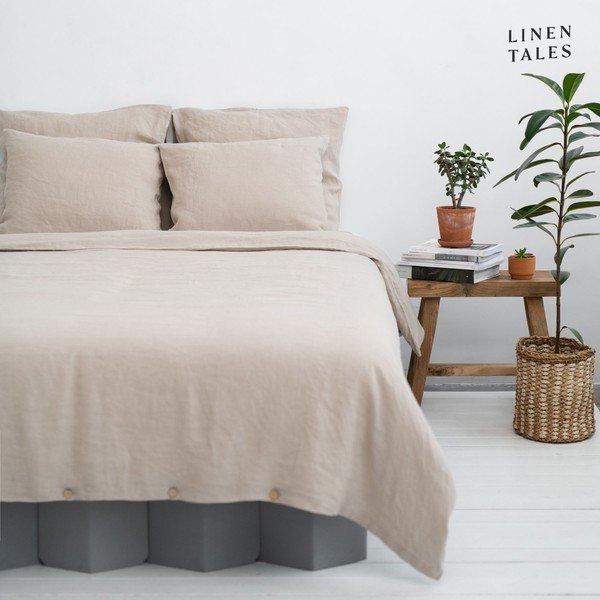 Krem posteljina za bračni krevet od konopljinog vlakna 200x200 cm - Linen Tales-image-1