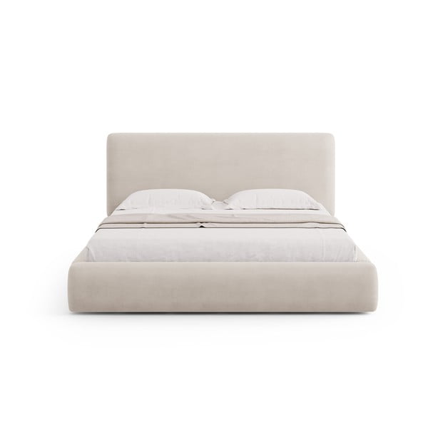 Bež tapecirani bračni krevet s prostorom za pohranu s podnicom 140x200 cm Colonel – Cosmopolitan Design-image-3