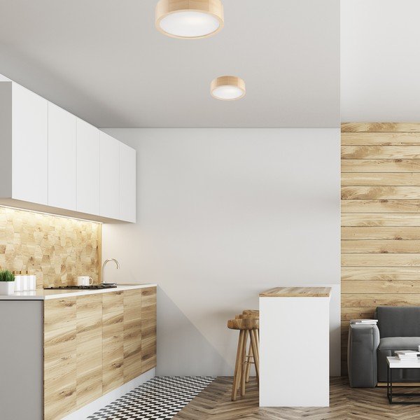 Svjetlo smeđa stropna svjetiljka sa staklenim sjenilom ø 27 cm Eveline – LAMKUR-image-1