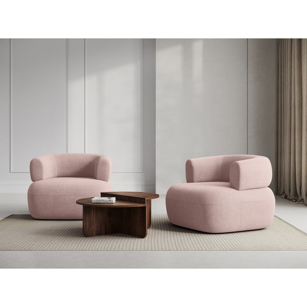 Svijetlo ružičasta fotelja od bouclé tkanine Jenny – Micadoni Home-image-1