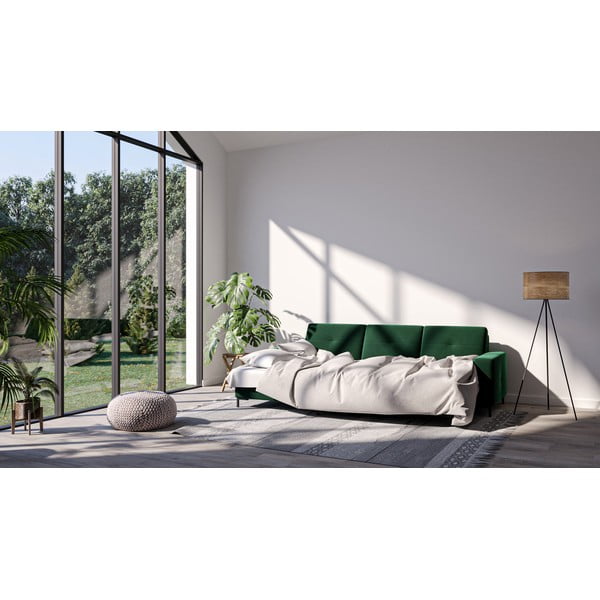 Tamnozelena barušnasta kutna garnitura Ghado Moor, lijevi kut-image-1