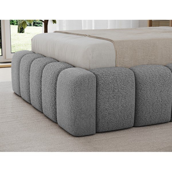 Sivi tapecirani krevet s prostorom za odlaganje s podnicom 90x200 cm Lamica – ELTAP-image-4