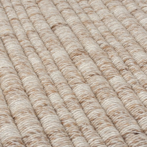Bež ručno rađen tepih od mješavine vune 120x170 cm Rene Fringed Ribbed – Flair Rugs-image-3
