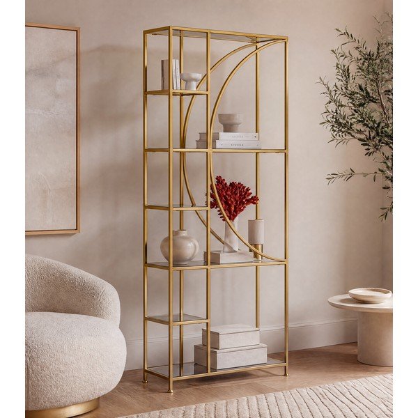 Željezna biblioteka u zlatnoj boji 66x176x25,5 cm Elenor – Bizzotto-image-1