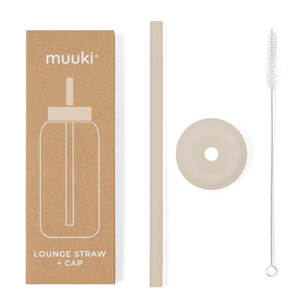 Silikonska slamka sa četkom za čišćenje/s poklopcem Summer Sand – Muuki