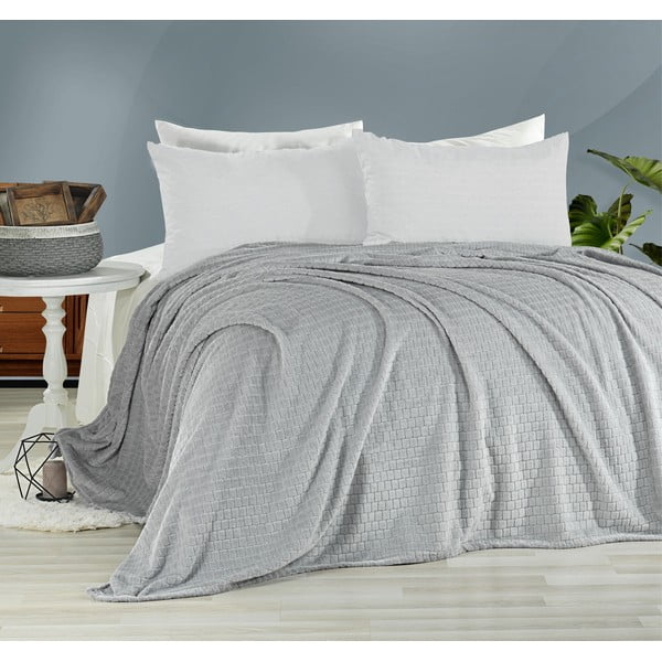 Sivi prekrivač za bračni krevet 200x220 cm Melinda - Mijolnir