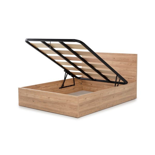 Bračni krevet s prostorom za pohranu s podnicom 160x200 cm u prirodnoj boji Kronos – Marckeric-image-4