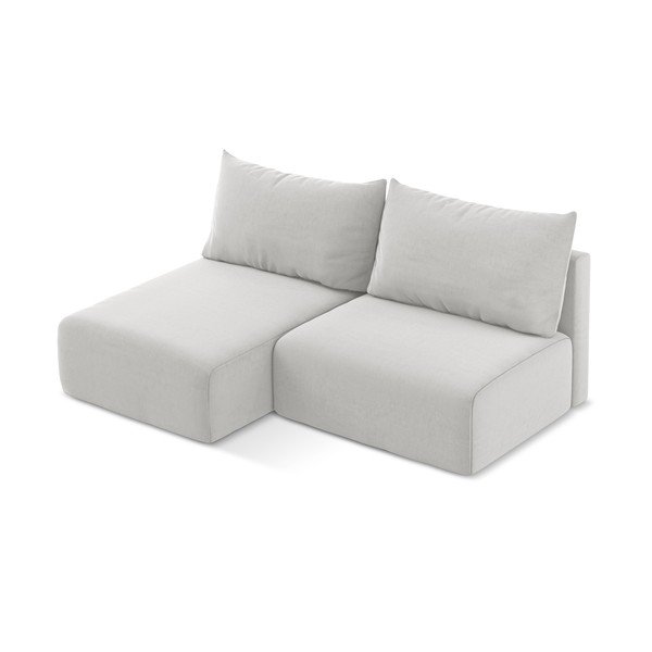 Svijetlo siva baršunasti sklopiva/s prostorom za odlaganje kutna garnitura (s lijevim kutom/s ležaljkom) Kalena – Makamii-image-3