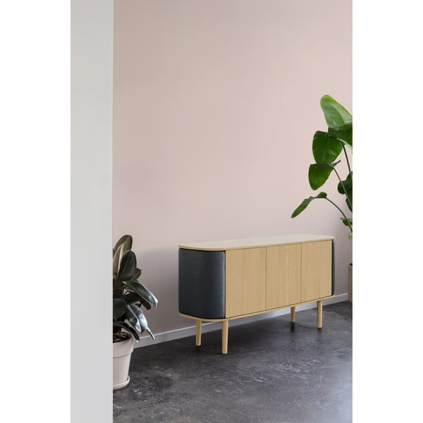 Antracitno siva/u prirodnoj boji niska komoda u dekoru hrasta 150x75 cm Treasures – UMAGE-image-1