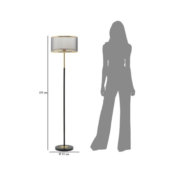 Crna/u zlatnoj boji stojeća svjetiljka s tekstilnim sjenilom (visina 153 cm) Levels – Mauro Ferretti-image-4