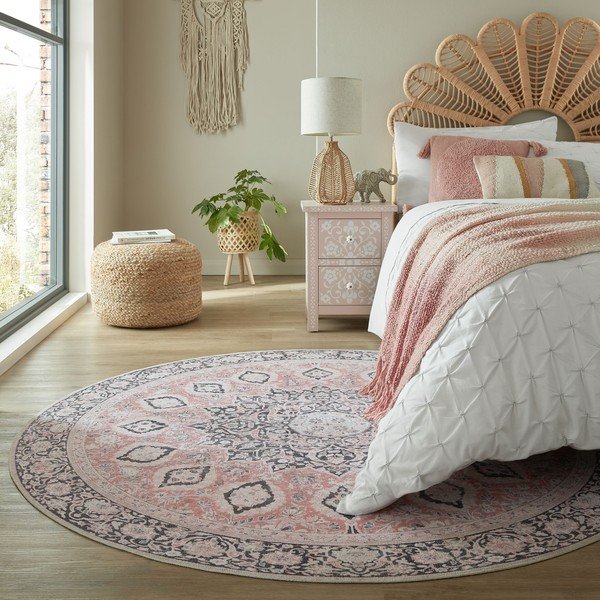 Ružičasti perivi okrugli tepih ø 180 cm Somerton - Flair Rugs-image-1