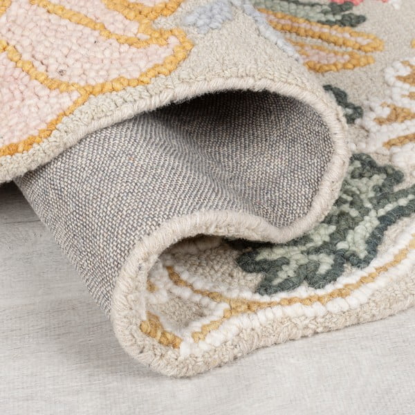 Svijetlo ružičasti ručno rađen vunen tepih 160x230 cm Daphne Shaped Floral – Flair Rugs-image-3