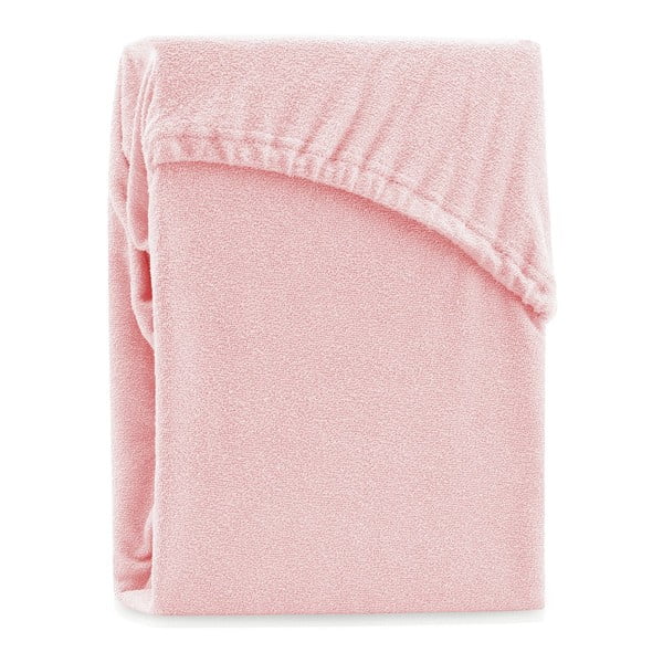 Svijetlo ružičasta plahta s gumom od frotira 200x200 cm Ruby – AmeliaHome