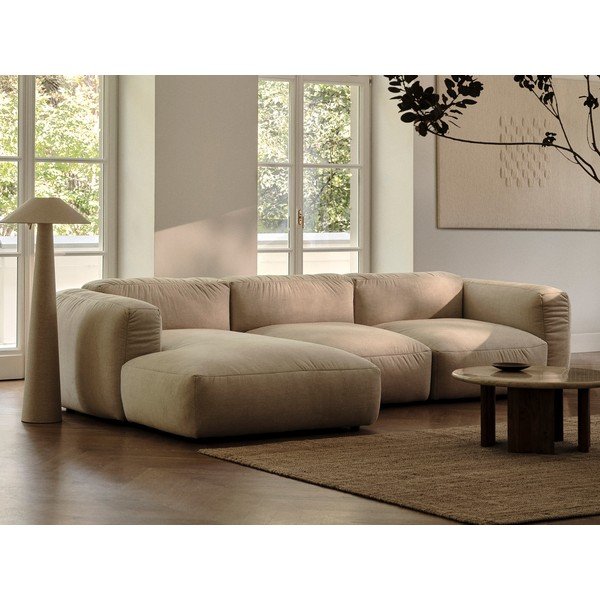 Bež baršunasti modularna sjedeća garnitura (srednji modul ) Martina – Micadoni -image-1