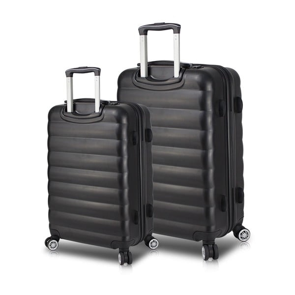 Set od 2 crna putna kovčega na kotačima s USB priključcima My Valice RESSNO Large &amp; Medium
