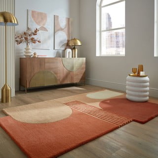 Ručno rađen vunen tepih boje terakote 150x240 cm Lozenge Terracotta – Flair Rugs