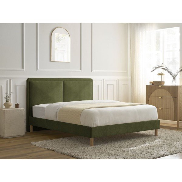 Zeleni podstavljeni tapecirani bračni krevet s podnicom 180x200 cm Mara – Bobochic Paris-image-3