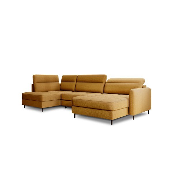 Žuta  baršunasti sklopiva/s prostorom za odlaganje kutna garnitura (s lijevim kutom/u obliku slova "U") Berrto – ELTAP-image-2