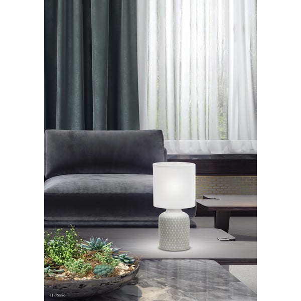 Siva stolna lampa s tekstilnim sjenilom (visina 32 cm) Iner – Candellux Lighting-image-1