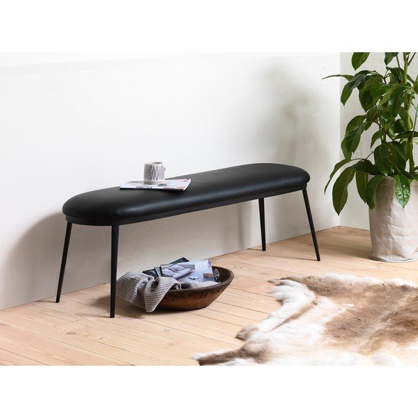 Crna klupa od imitacije kože Gain – Unique Furniture-image-1