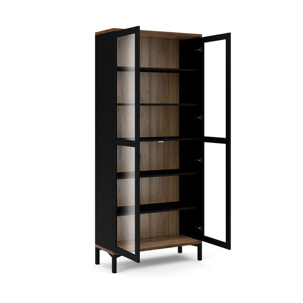 Crna/u prirodnoj boji vitrina u dekoru oraha 89x203x36 cm Roomers – Tvilum-image-2
