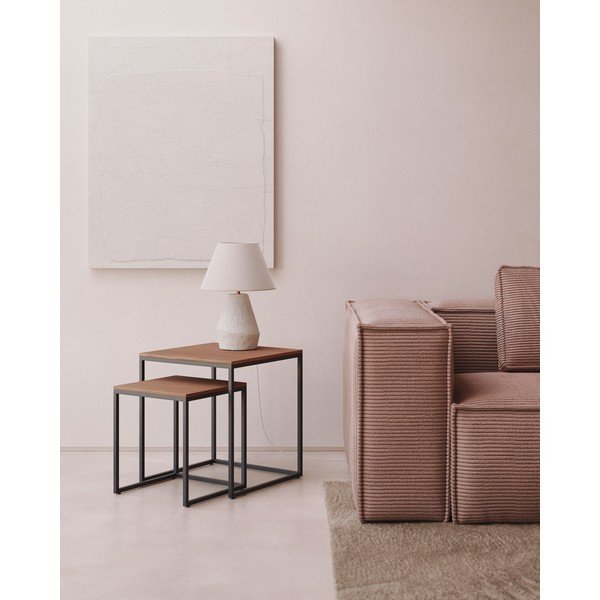 Pomoćni stolići u setu 2 kom s pločom stola u dekoru oraha 45x45 cm Yoana – Kave Home-image-1