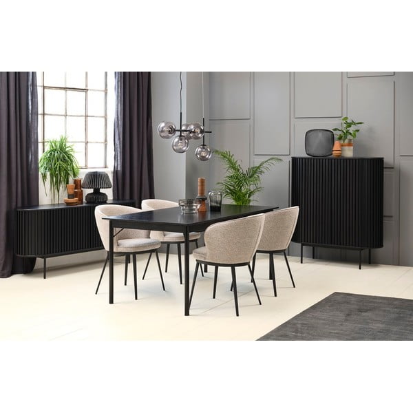 Crna niska komoda u dekoru hrasta s kliznim vratima 73x160 cm Siena – Unique Furniture-image-1