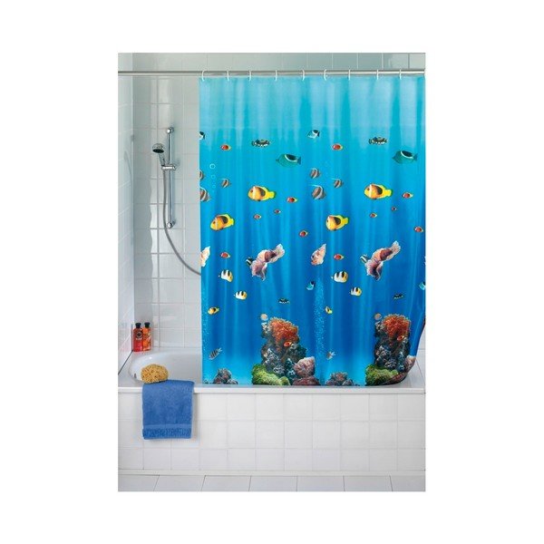 Plava zavjesa za tuš ili kadu Wenko Ocean, 180 x 200 cm-image-1