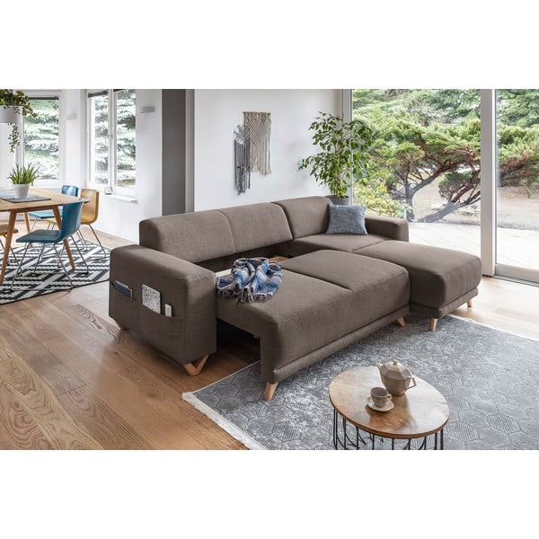 Smeđa sklopiva/s prostorom za odlaganje kutna garnitura Classy Sophie – Miuform-image-4