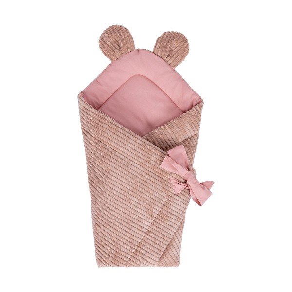 Ružičasti pokrivač za povijanje od samta 35x65 cm – Meowbaby