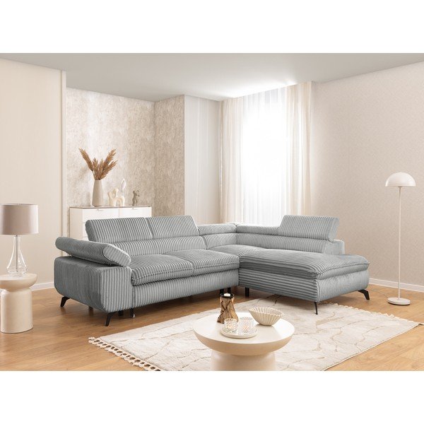 Svijetlo siva kutna garnitura od samta (s desnim kutom/u obliku slova L) Marbeya  – Ropez-image-1