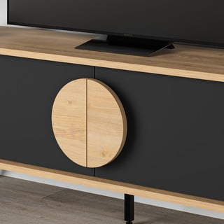 Crna/u prirodnoj boji TV komoda u dekoru hrasta 140x51 cm Vae – Marckeric