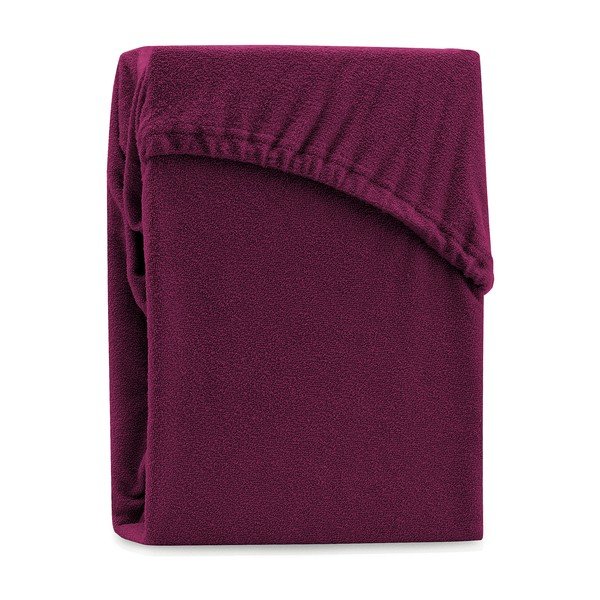 Tamnoljubičasta elastična plahta s visokim udjelom AmeliaHome Ruby pamuka, 120/140 x 200 cm-image-2