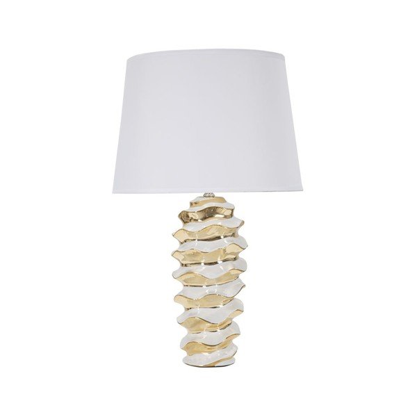 Bijela/u zlatnoj boji stolna lampa keramička s tekstilnim sjenilom (visina 53 cm) Glam Space – Mauro Ferretti