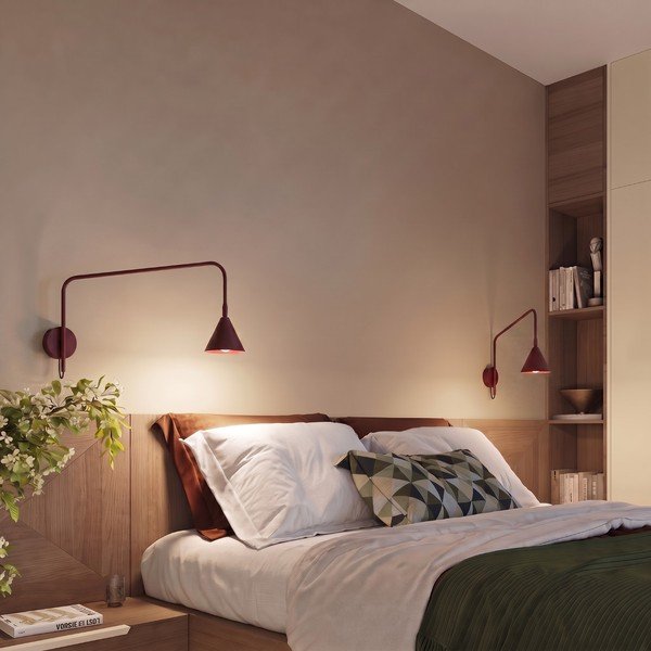 Bordo željezna zidna lampa sa savitljivom konstrukcijom s utikačem Zylo – Sollux-image-1