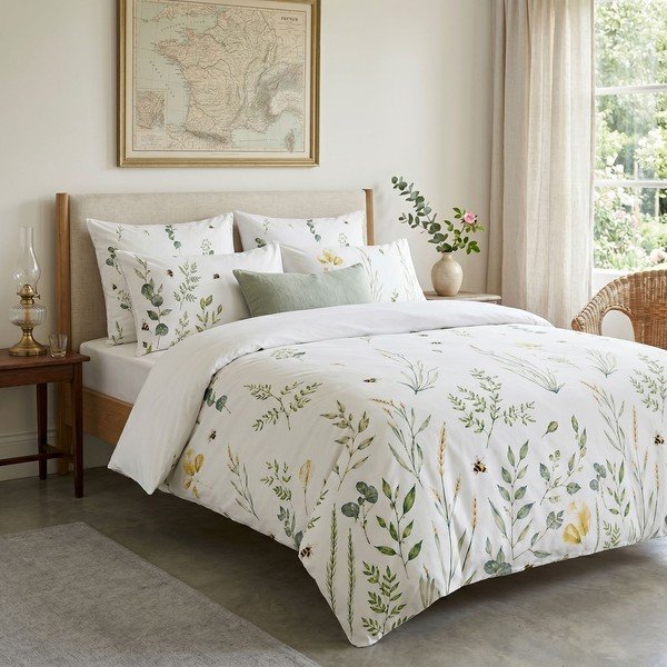 Bijela posteljina za bračni krevet 200x200 cm Gardenia – Mijolnir-image-1